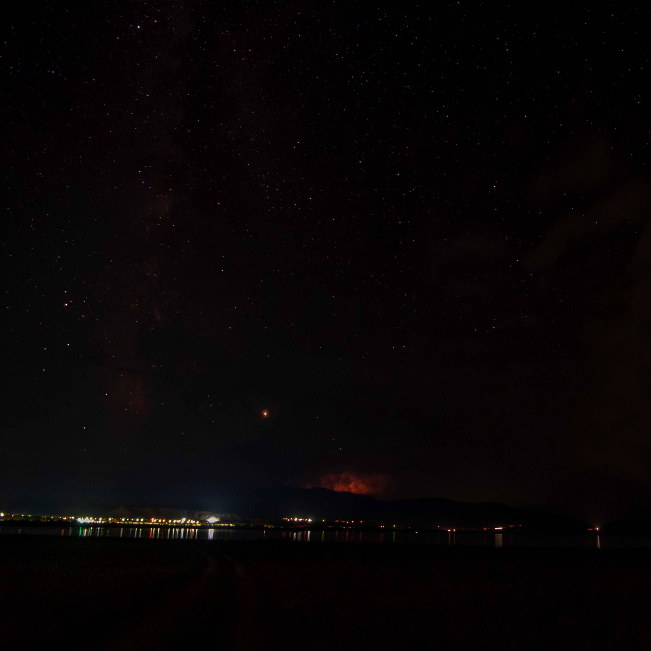 Stars, Lightning and Citylights at Toktogul Lake