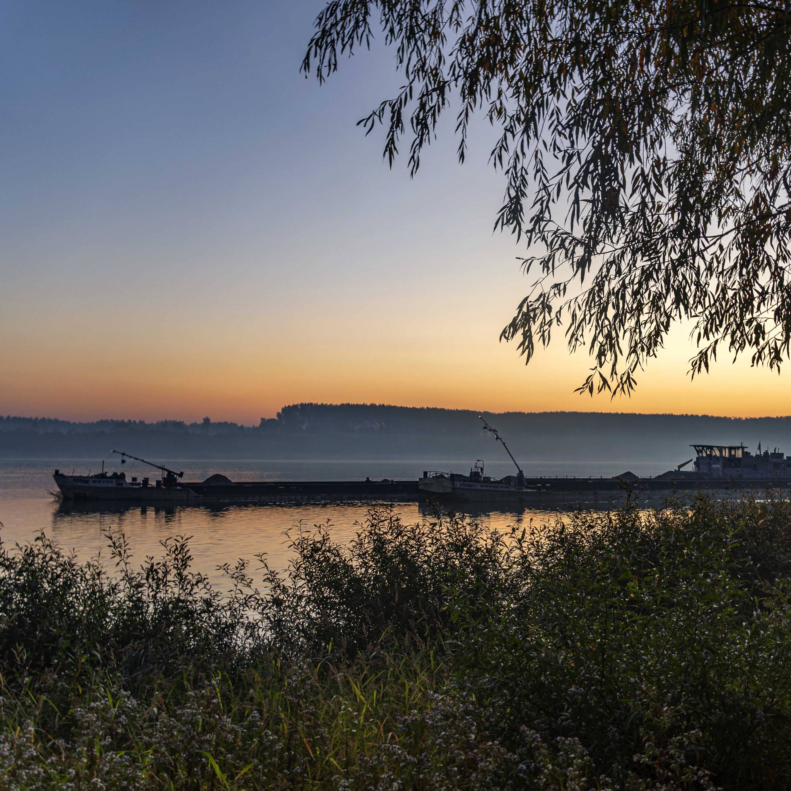 Sunrise at the river Donau in Serbia