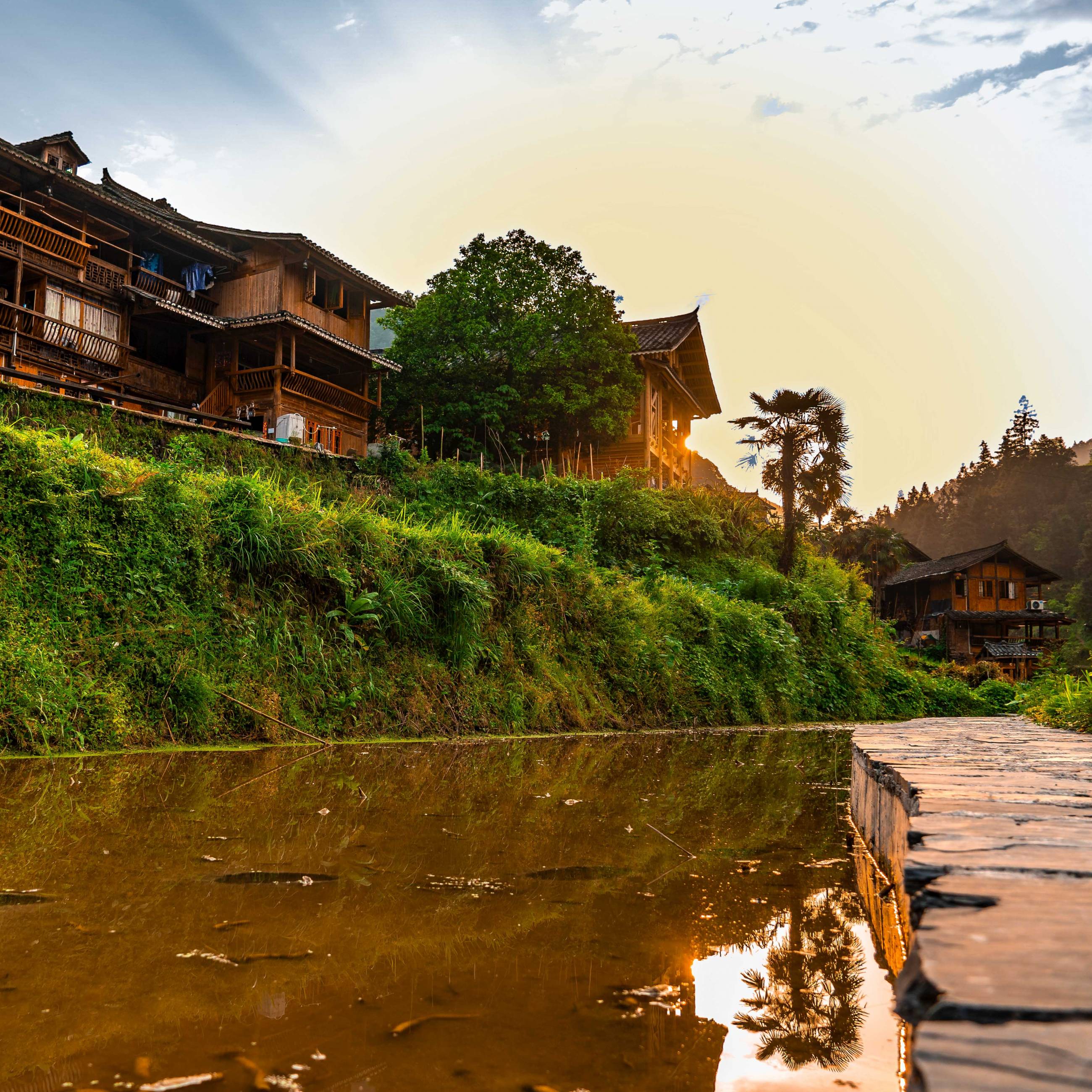 Reflections in a rice field, Dong Village, Province Yunnan