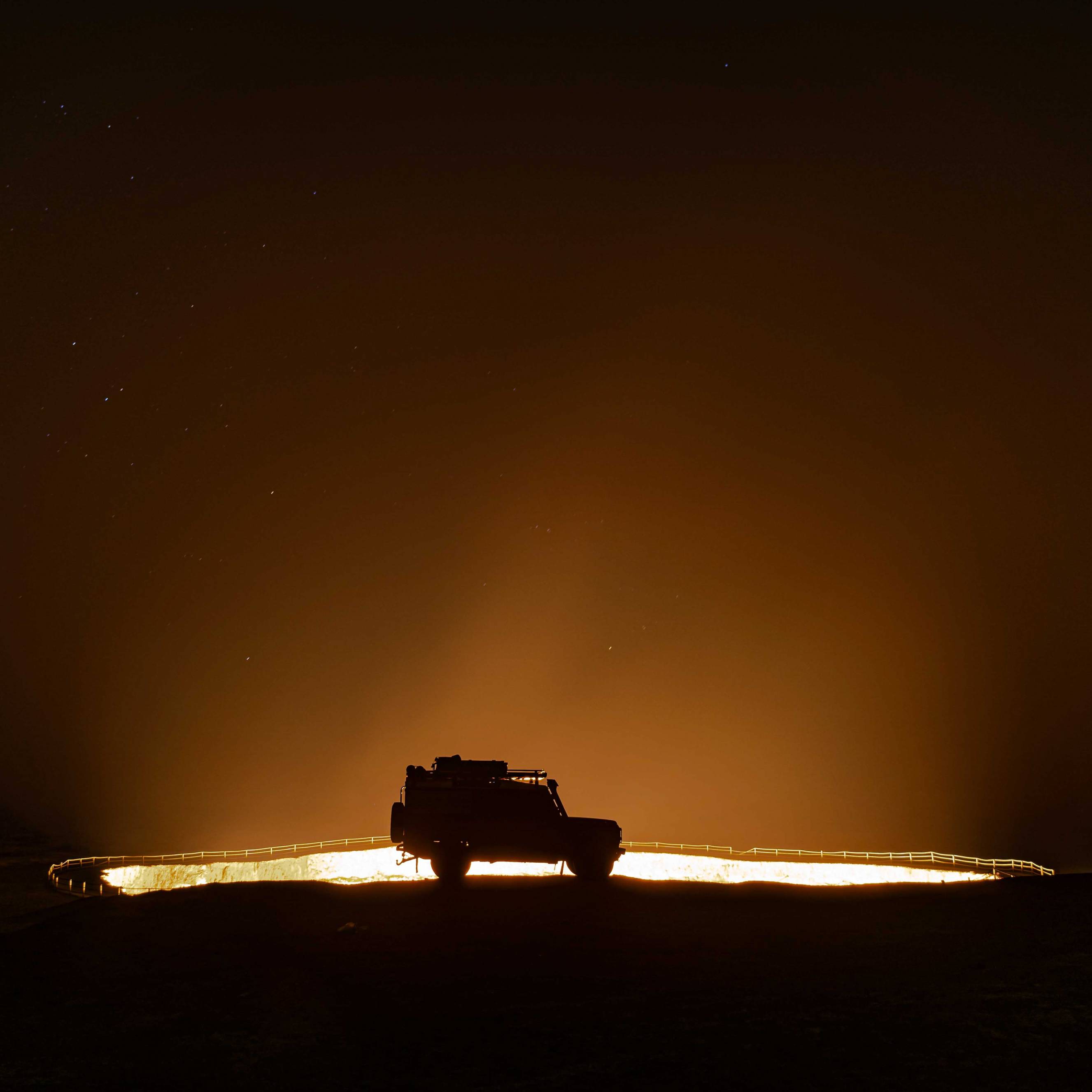 Camping at Darvaza gas krater